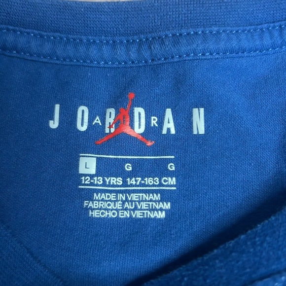 Air Jordan Short Sleeve Top Blue Sz L - Picture 2 of 2